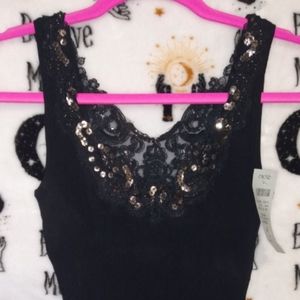 Caché black sequined tank top sz XS GORGEOUS 😍